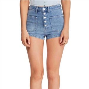 Free People Bridgette Denim Shorts Button Fly 25